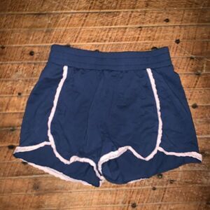 Tea knit navy blue pink lace trimmed kids 12 shorts